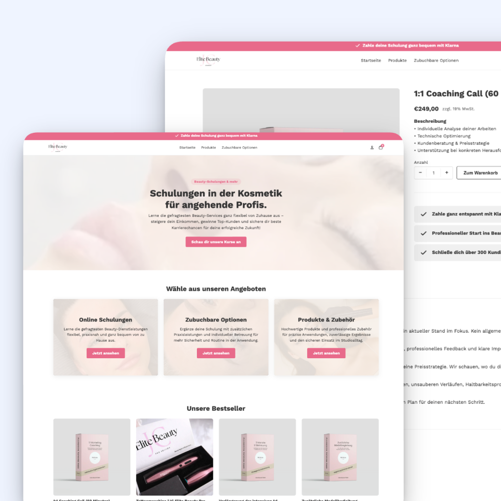 Schulungsplattform für JC Elite Beauty Academy